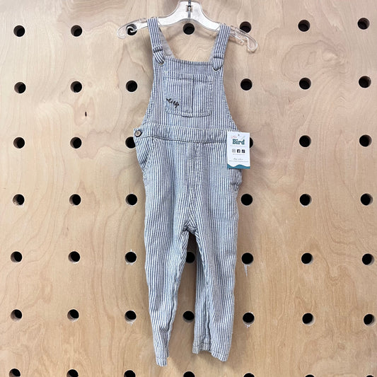 Linen Blend Striped Wild Life Overalls