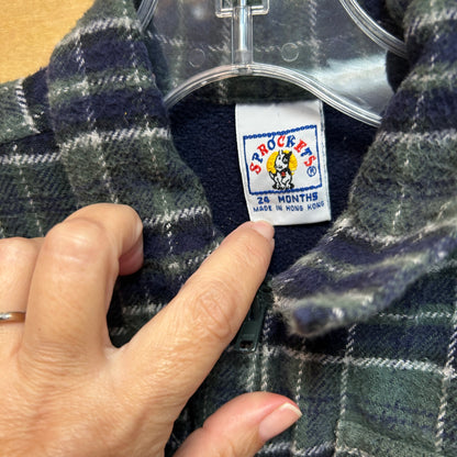 Sprockets Green/Blue Plaid Y2K Zip Shacket