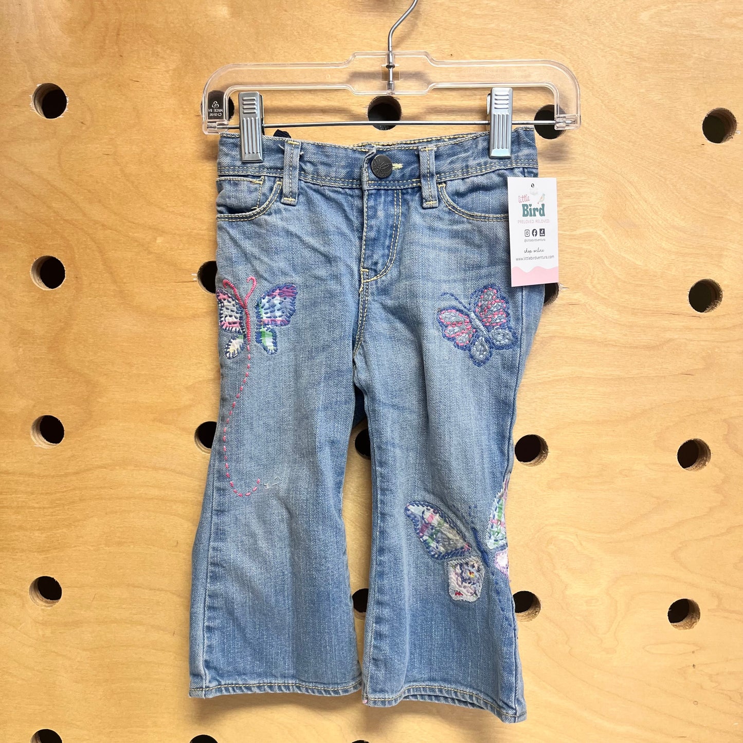 Embroidered Butterfly Denim Pants