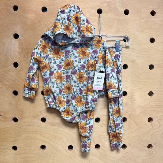 Blue/Orange Floral Hooded Outfit