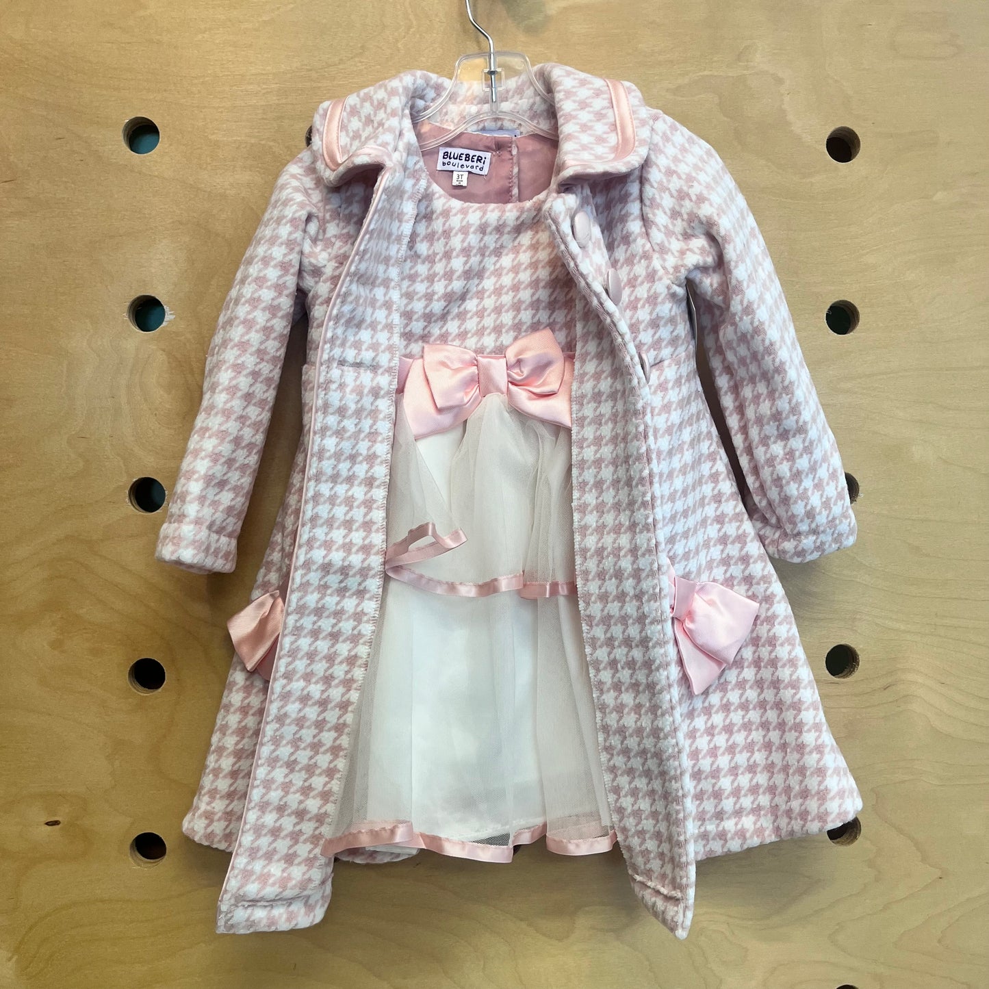Pink/Cream Houndstooth/Tulle Outfit