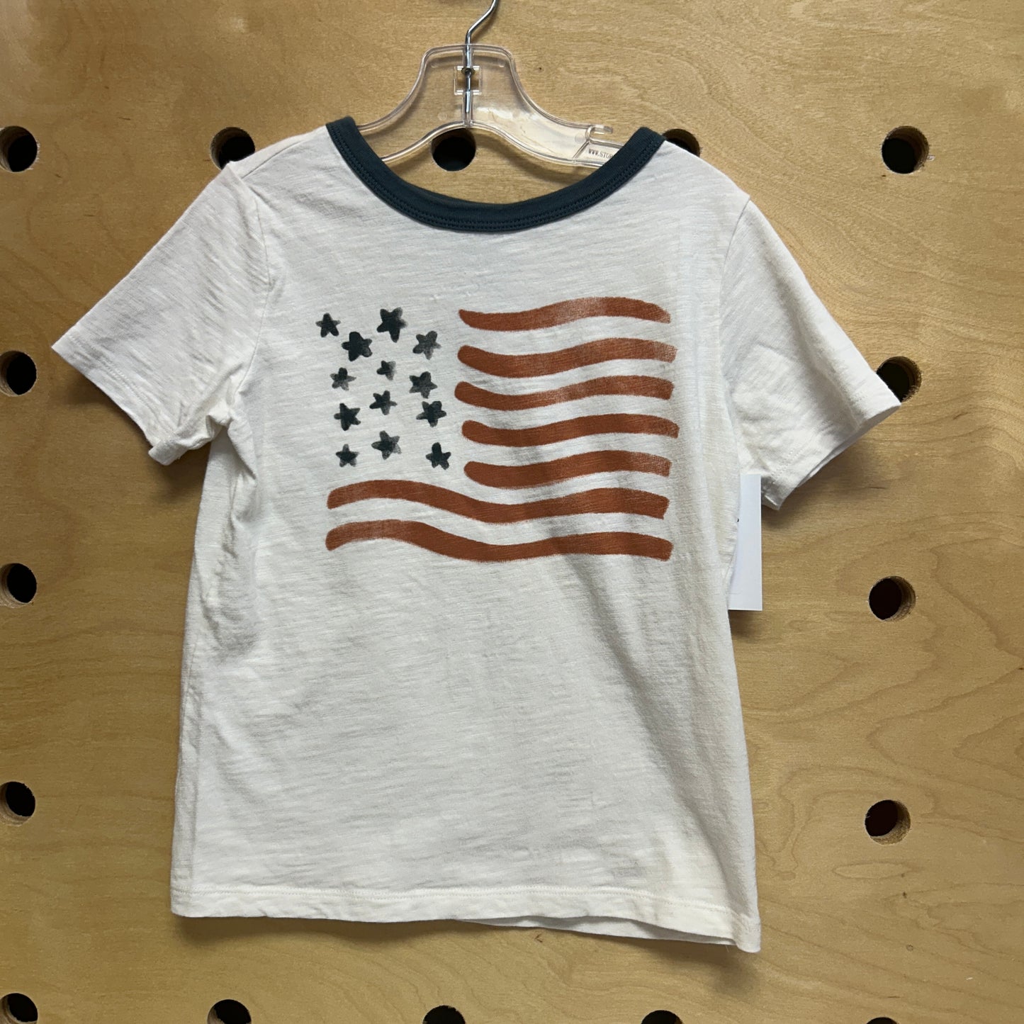 Cream Organic American Flag Tee