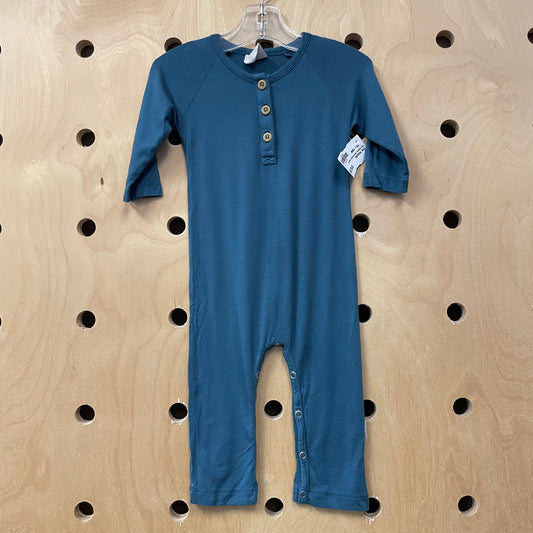 Blue Bamboo Wood Button Romper