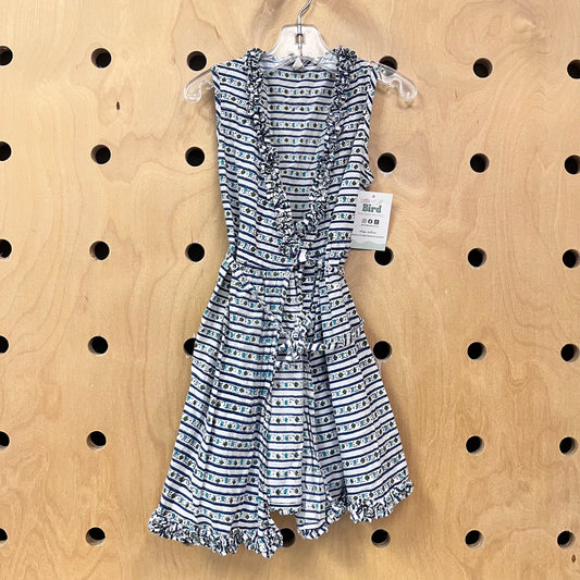 White & Blue Wrap Dress