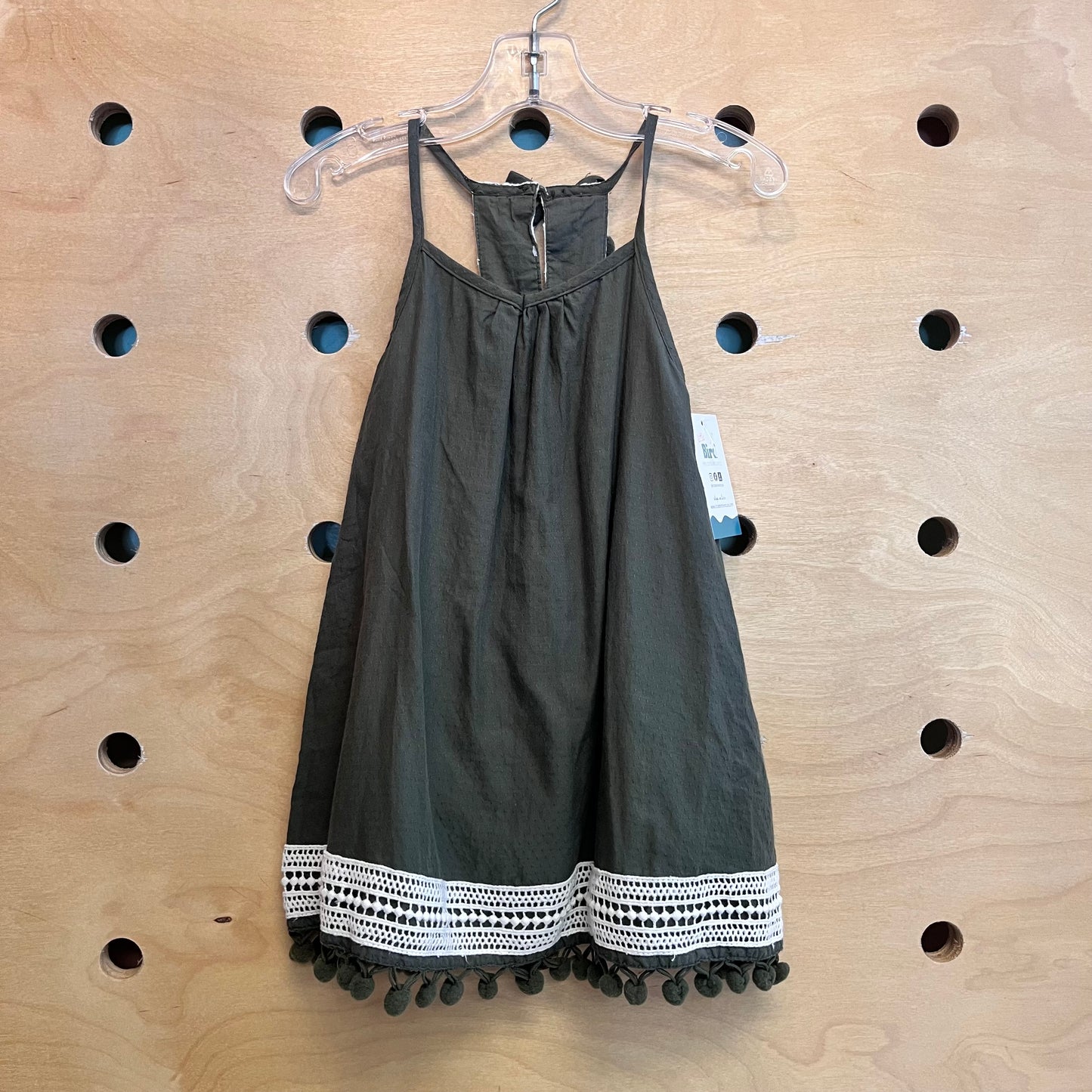 Olive Pom & Cream Dress