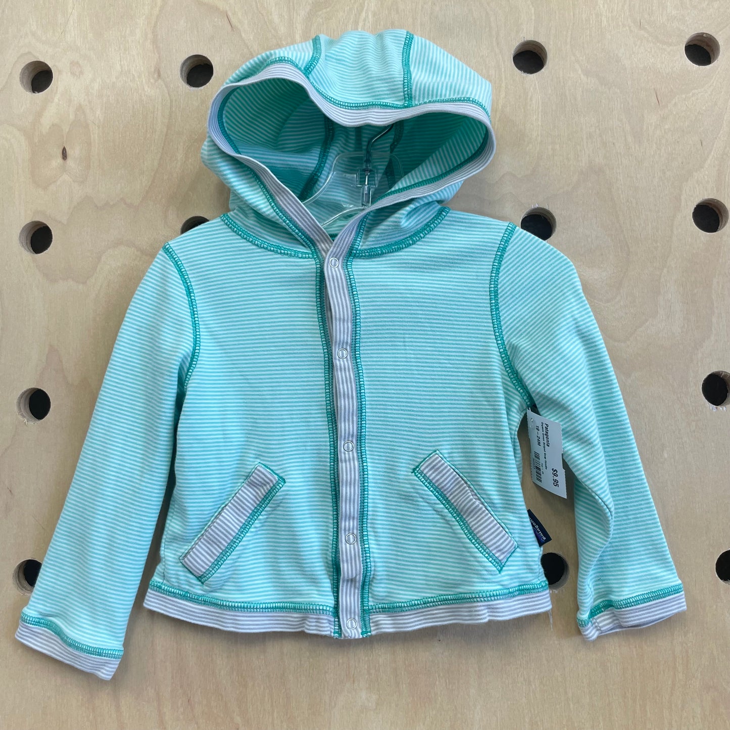 Organic Green Striped Snap Hoodie