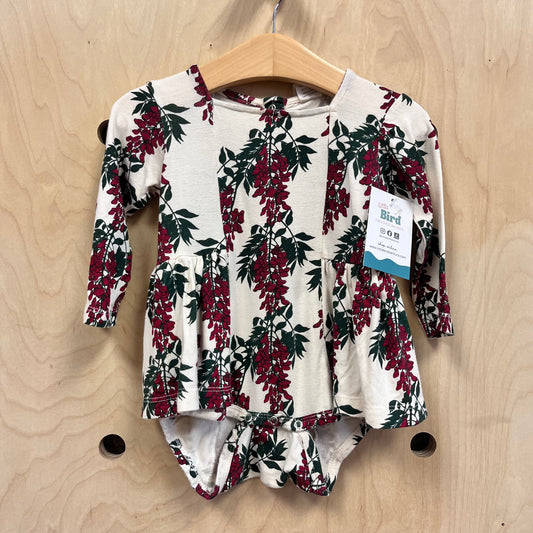 Cream & Red Floral Bamboo Blend Romper