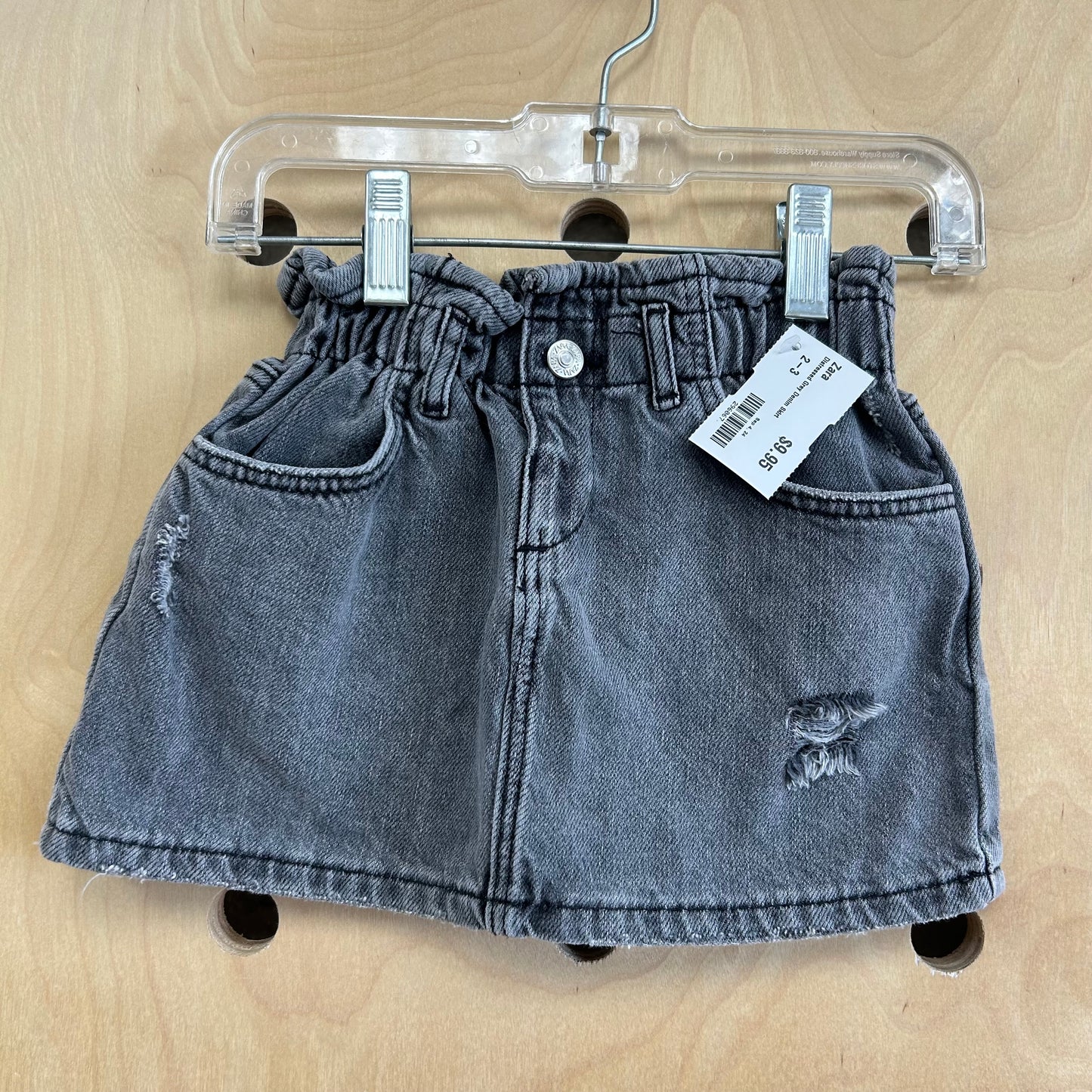 Distressed Grey Denim Skirt