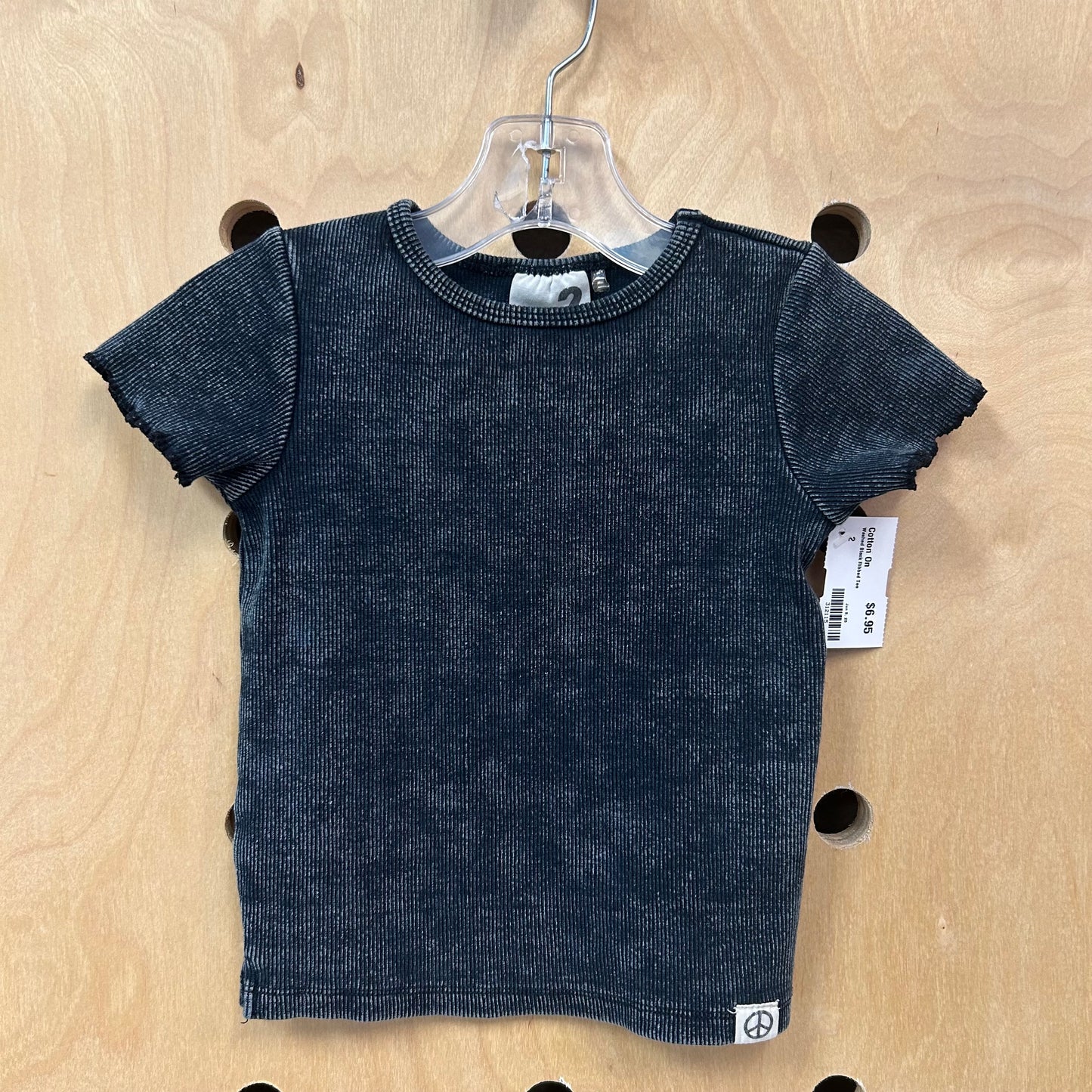Washed Black Ribbed Tee