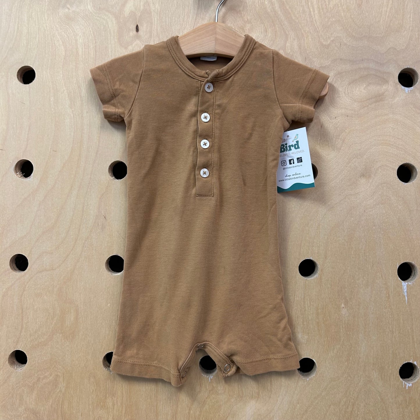 Organic Brown Button Romper