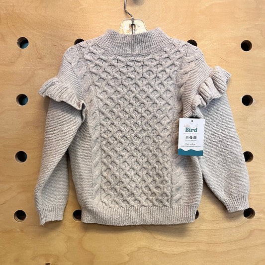 Greige Ruffle Sleeve Sweater