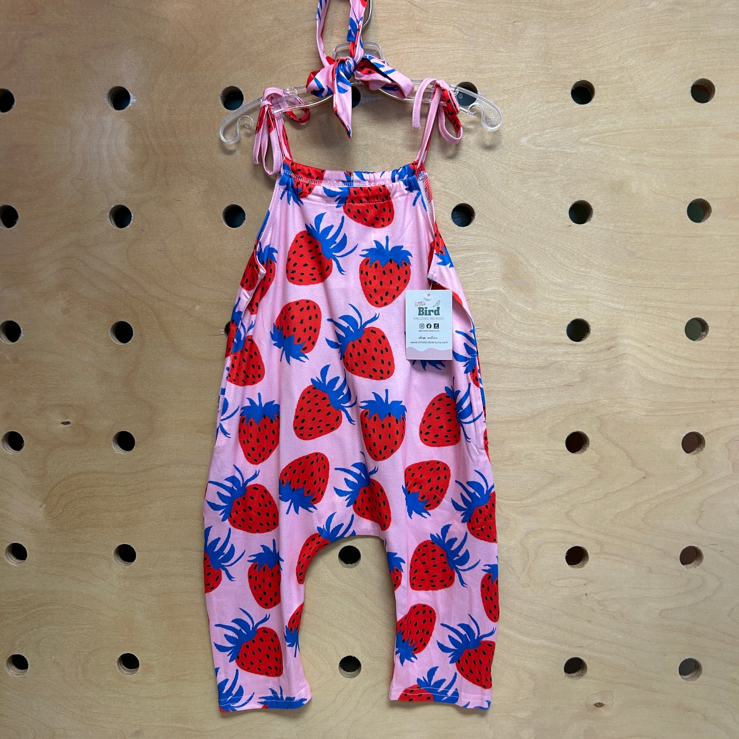 Pink/Red Strawberries Romper/Bow