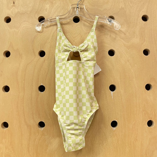 Lime + Cream Checkered Swimsuit
