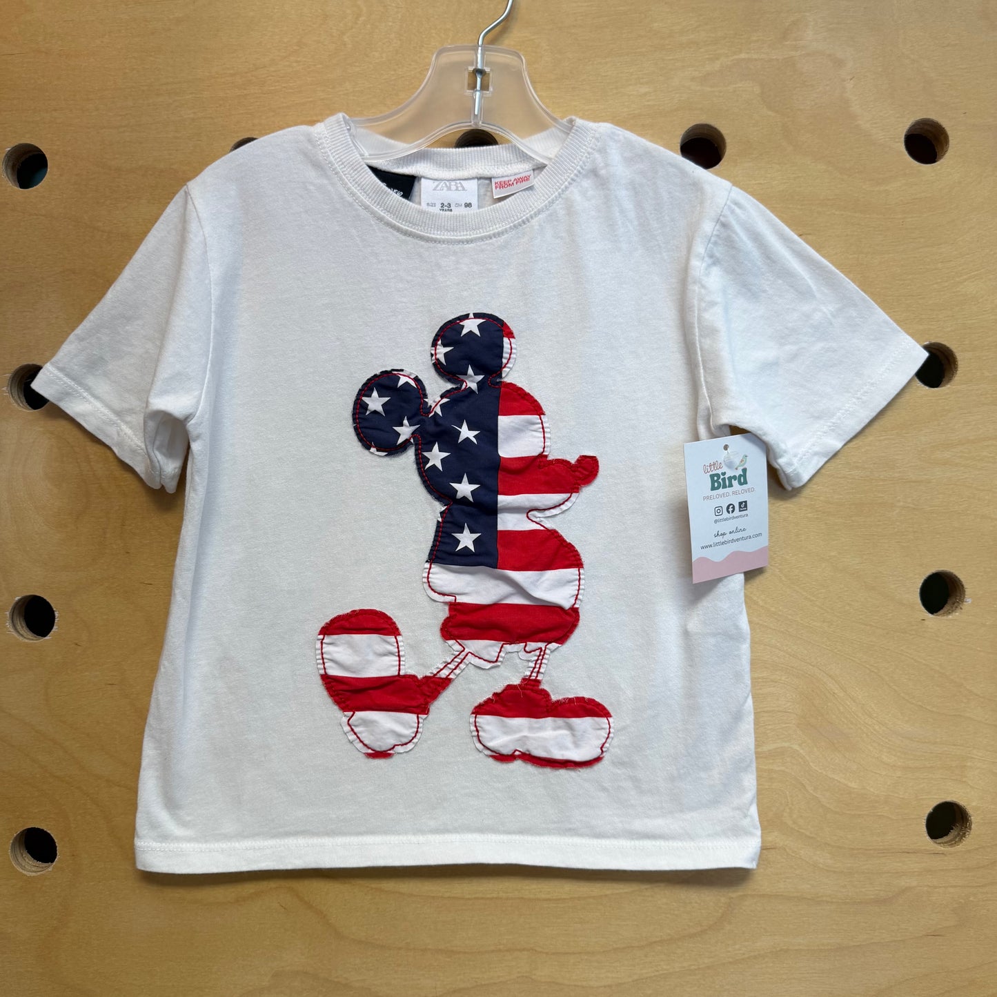 White/American Flag Mickey Tee