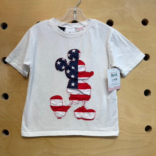 White/American Flag Mickey Tee