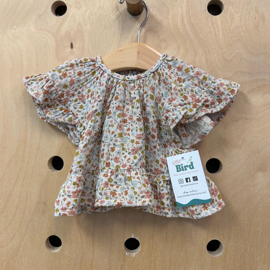 Tan Floral Cotton Top