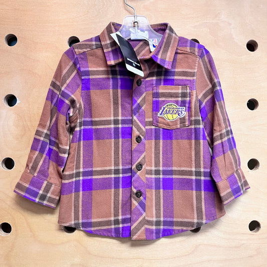 Purple/Brown Plaid Button Up NEW!