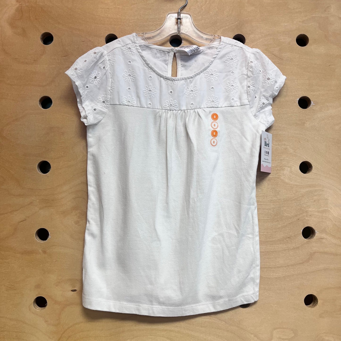 White Embroider Flowers Tee NEW!!