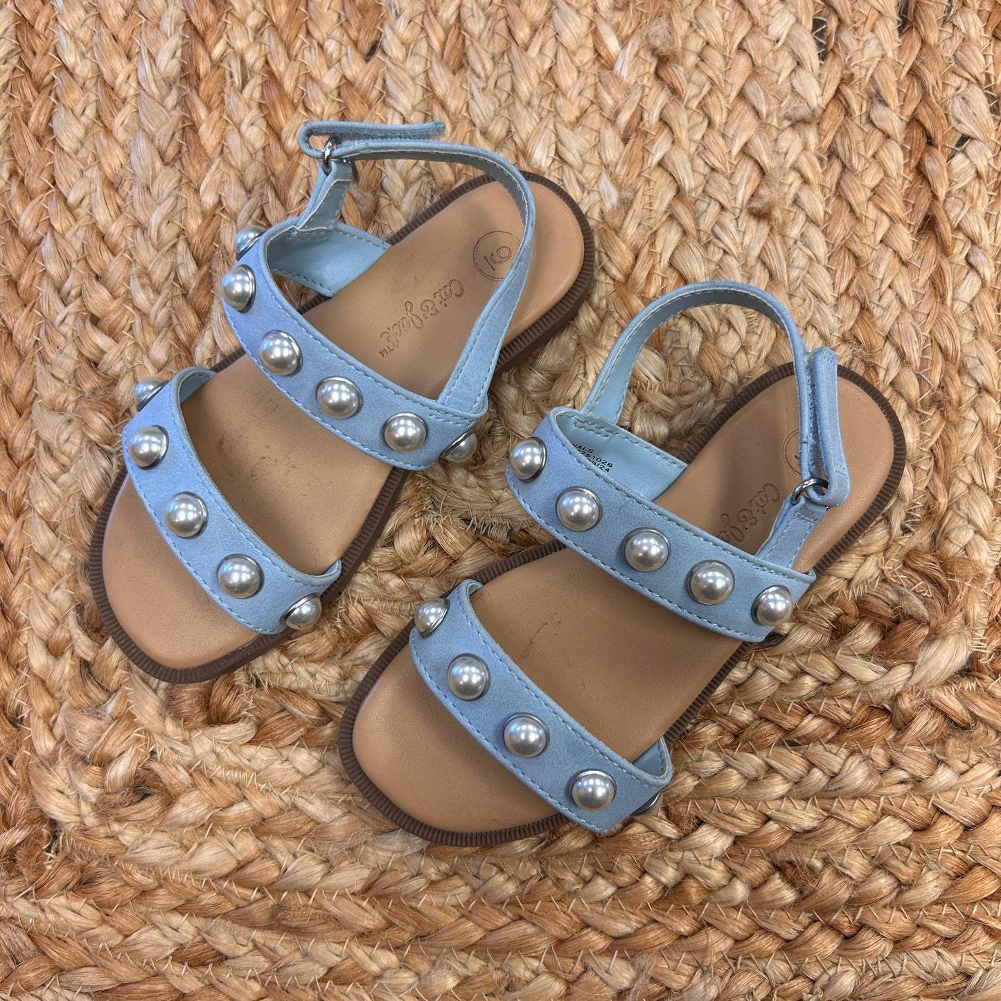 Blue & Tan Selene Pearl Sandals