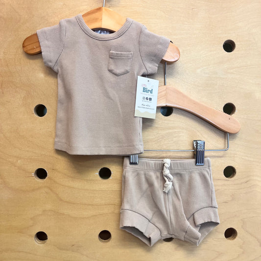 Organic Beige Ribbed Outfit