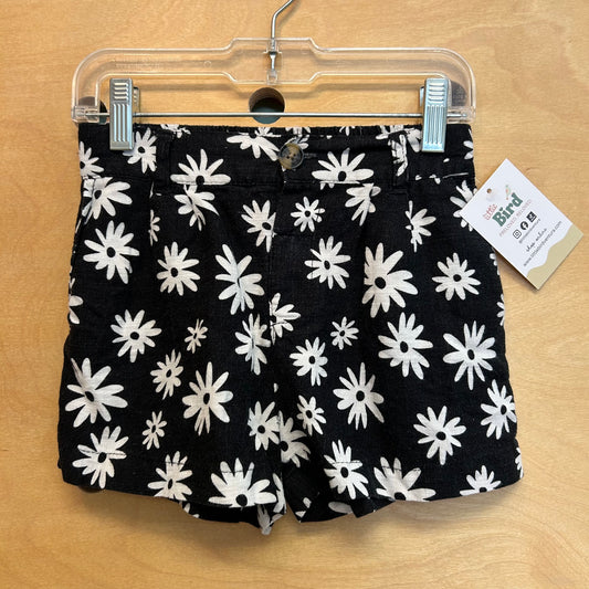 Black/White Floral Linen Shorts