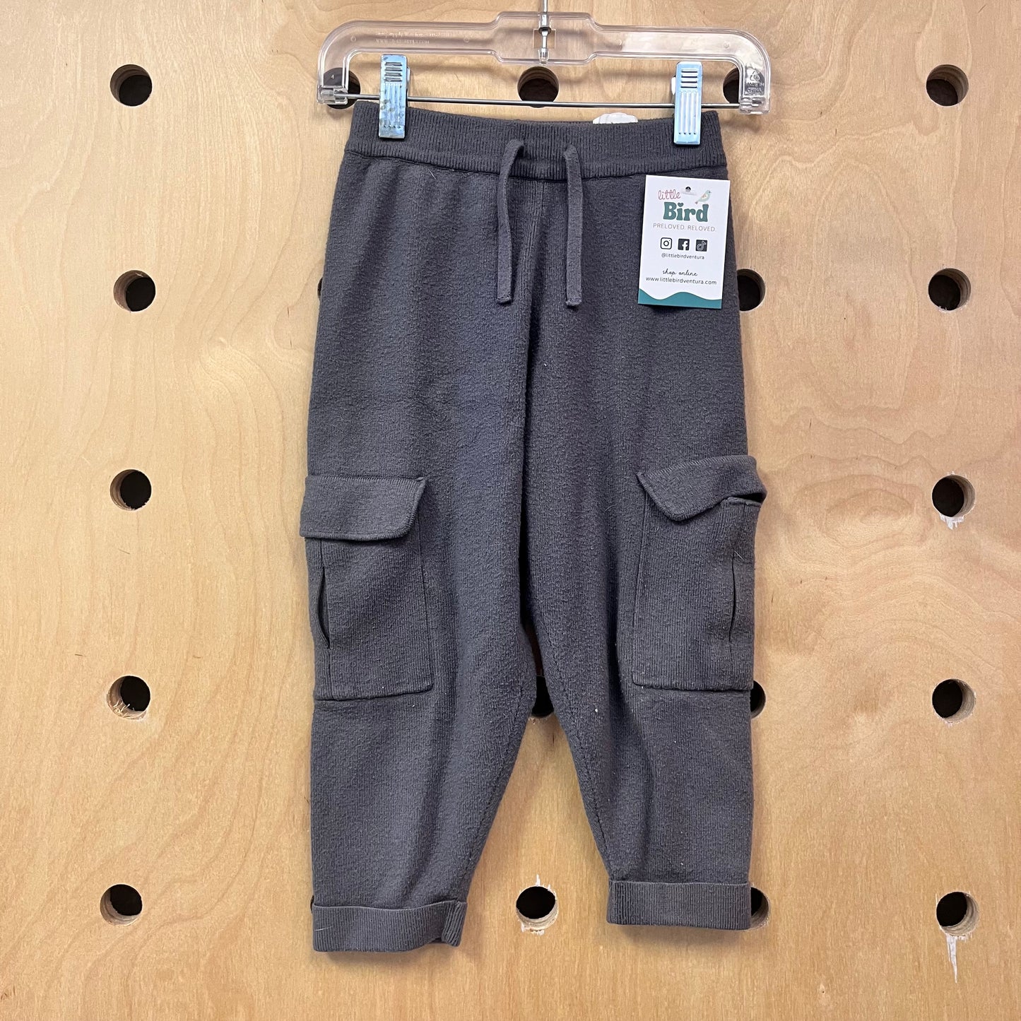 Grey Knit Cargo Pants