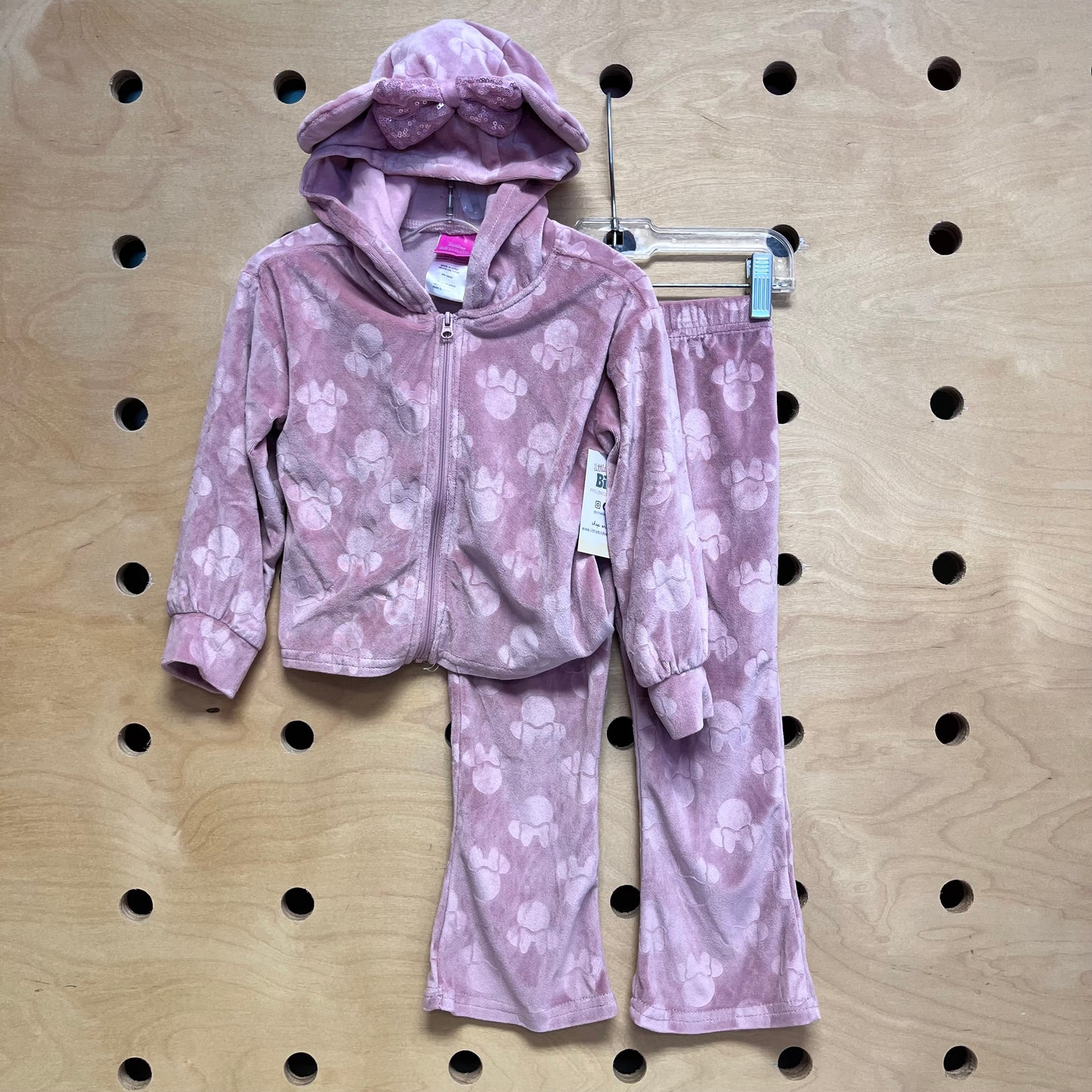 Pink Velour Minnie Mouse Hoodie+Pants