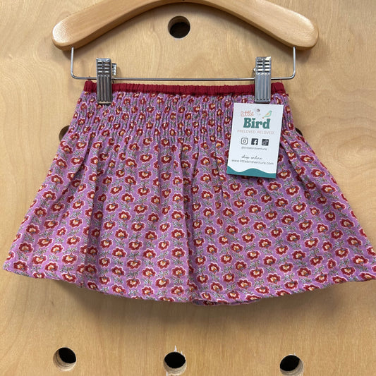 Purple Floral Smocked Waist Skirt