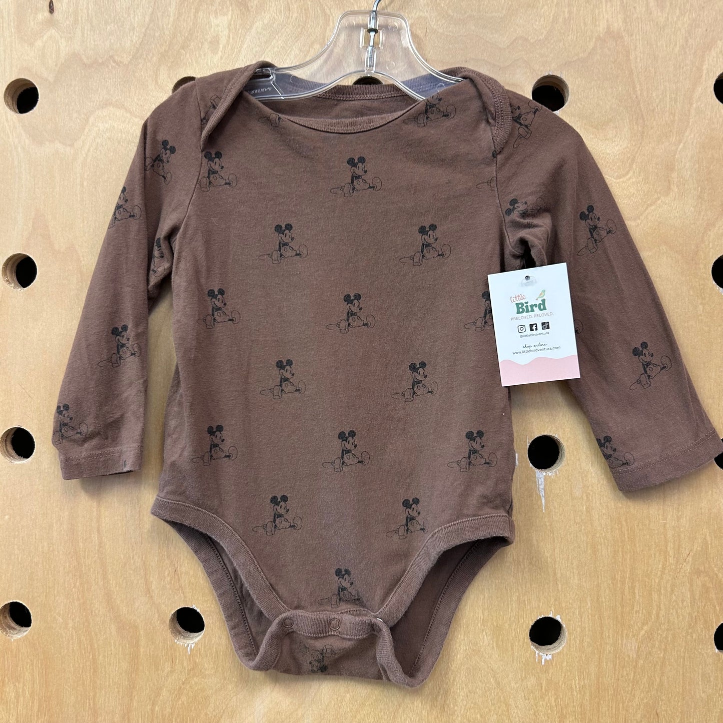 Brown Mickeys LS Bodysuit