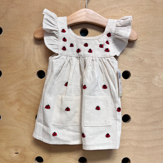 Cream Ladybug Dress