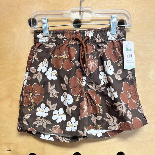 Brown Hibiscus Swim Trunks