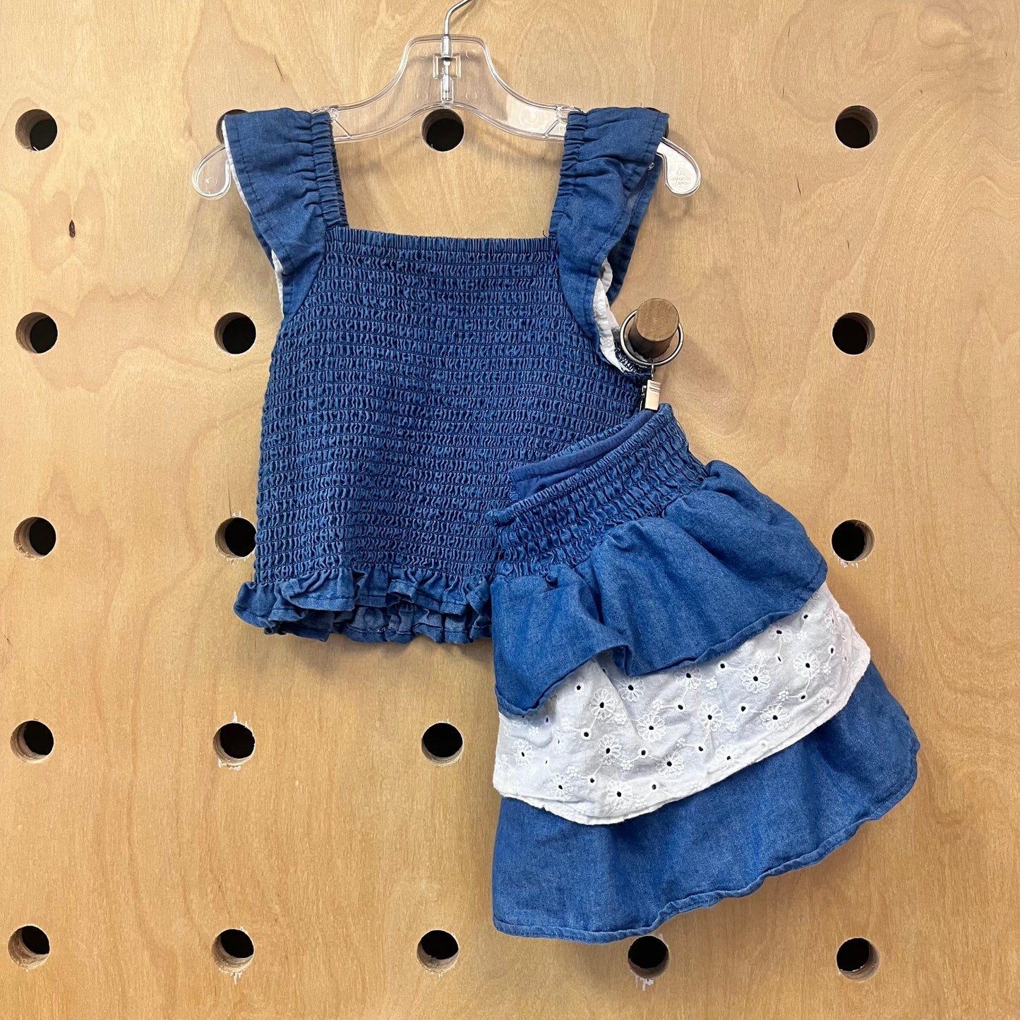 Blue Smocked Tank & Skirt