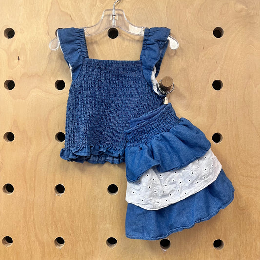 Blue Smocked Tank & Skirt