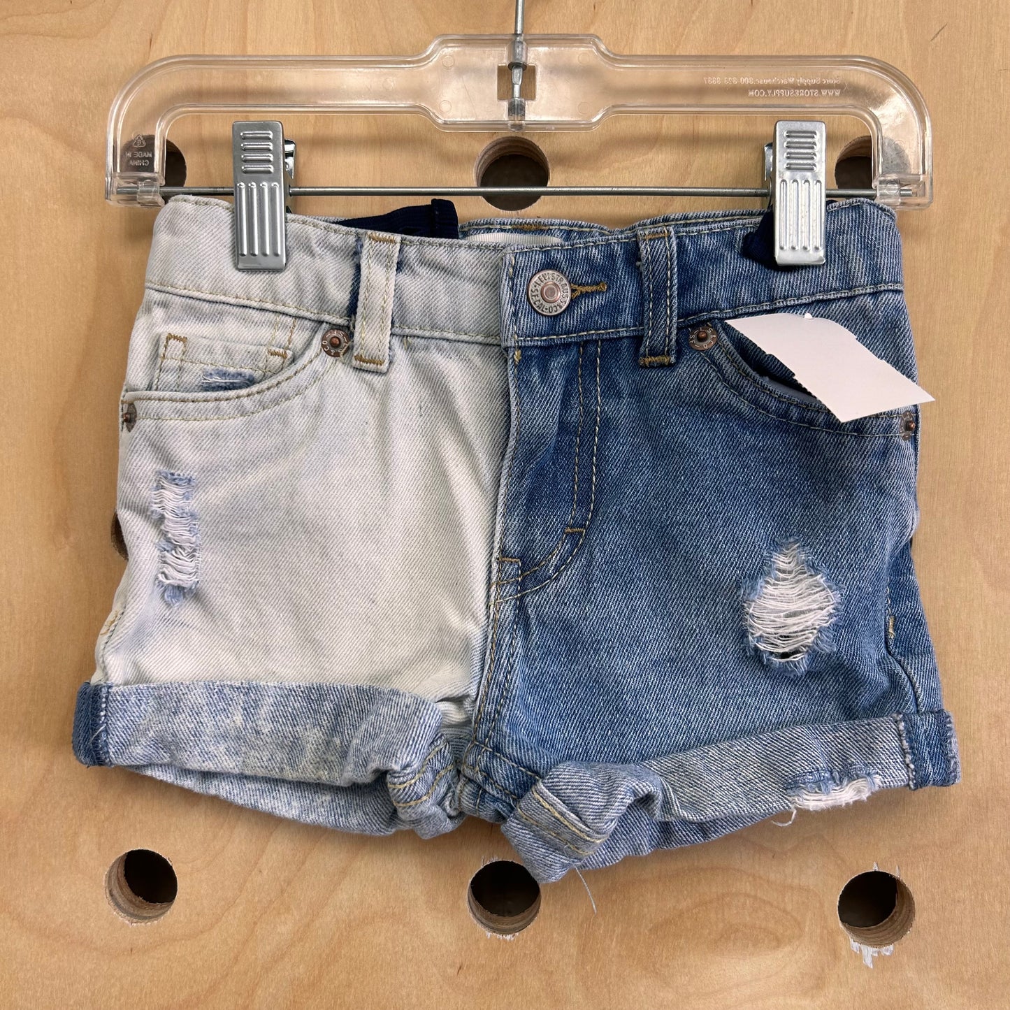 Two Tone Girlfriend Denim Shorts