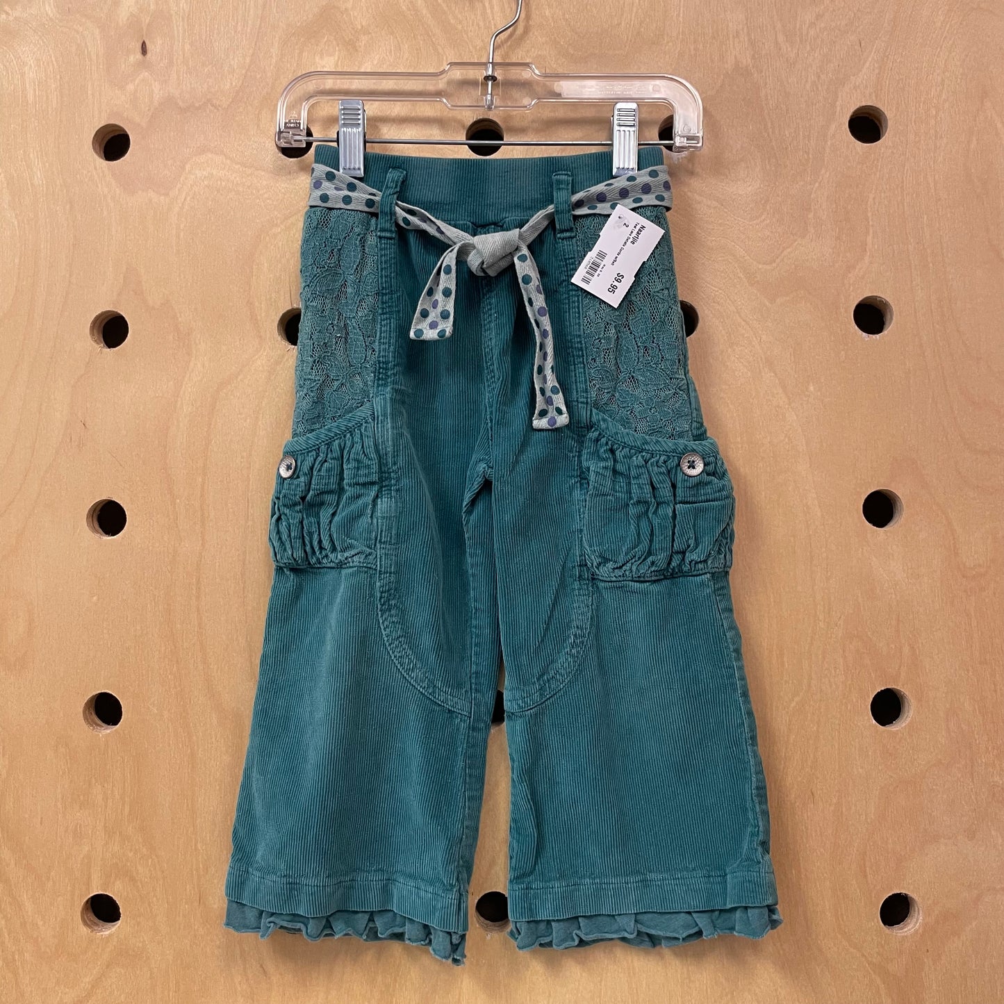 Teal Lace Details Cords w/Belt
