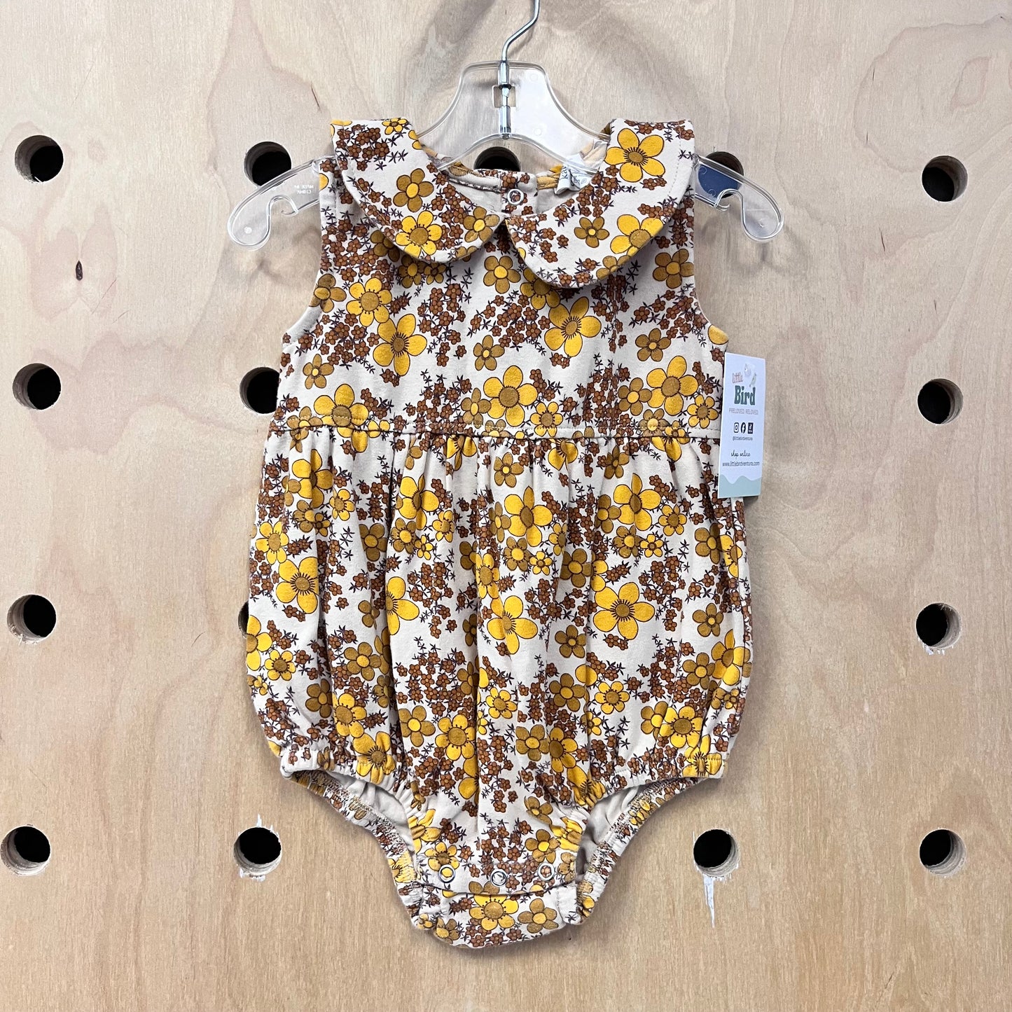 White/Yellow Floral Collar Romper