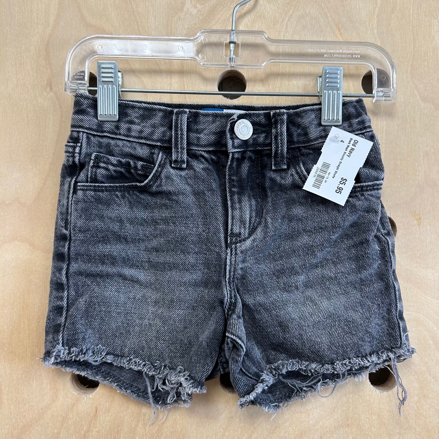 Black Wash Slouchy Straight Shorts