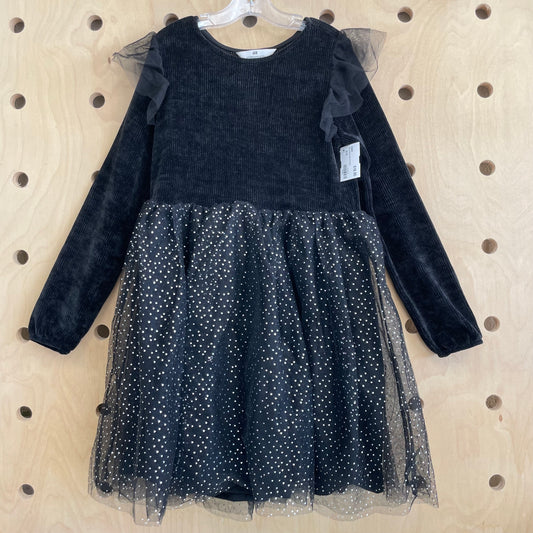 Black Velour Polka Dot Dress