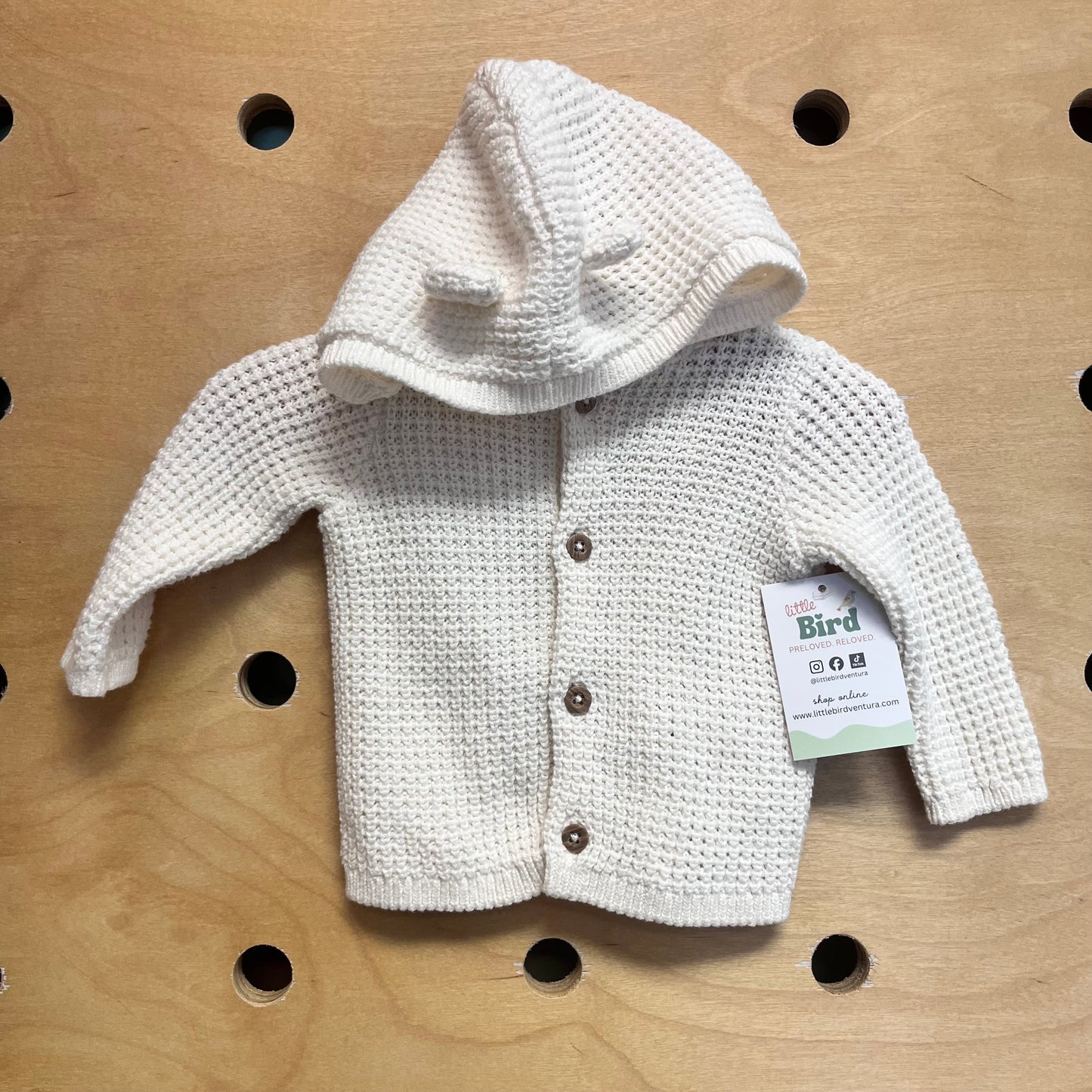 Cream Knit Hooded Cardigan