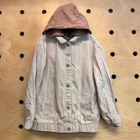 Beige/Brown Striped Hooded Jacket