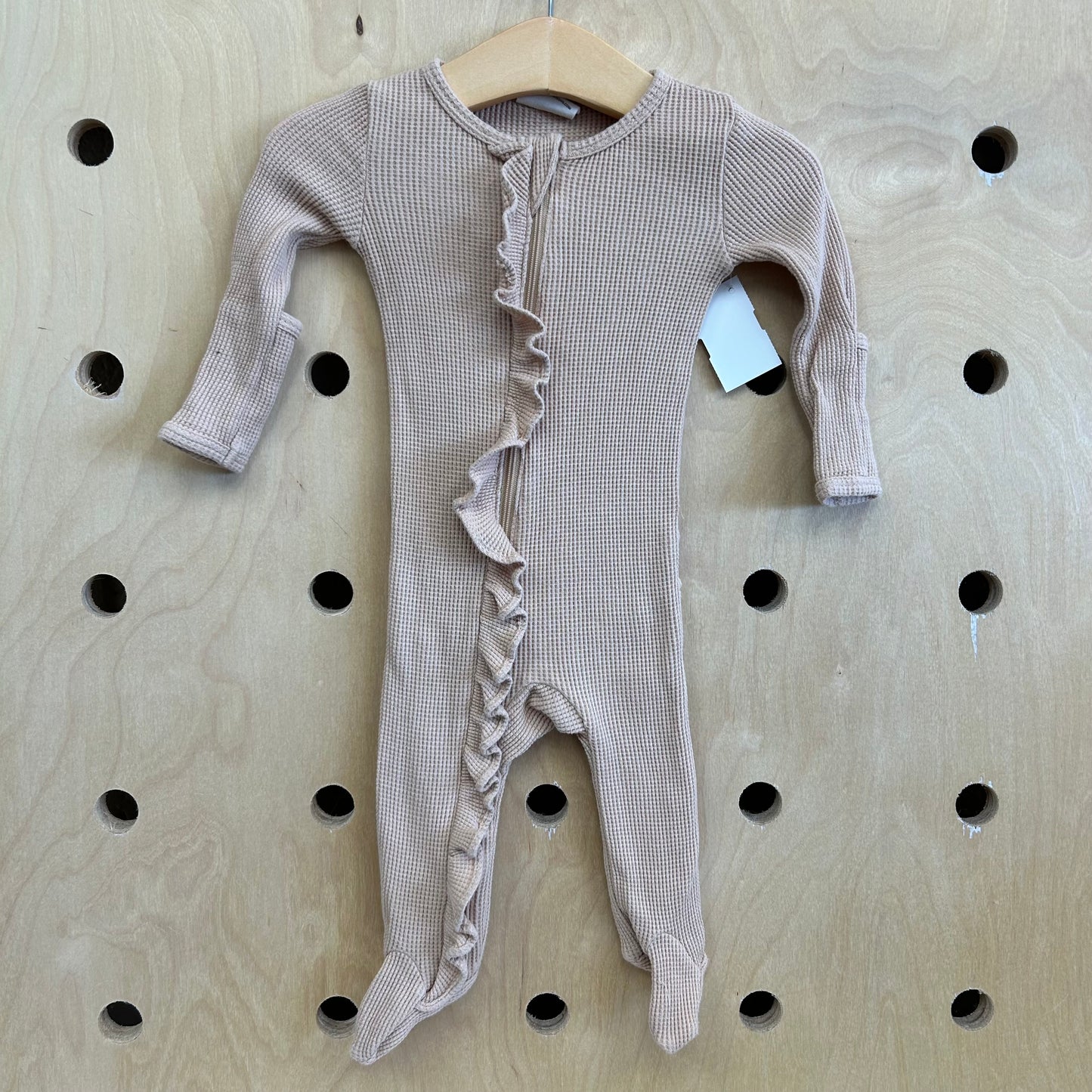 Organic Tan Waffle Ruffle Romper