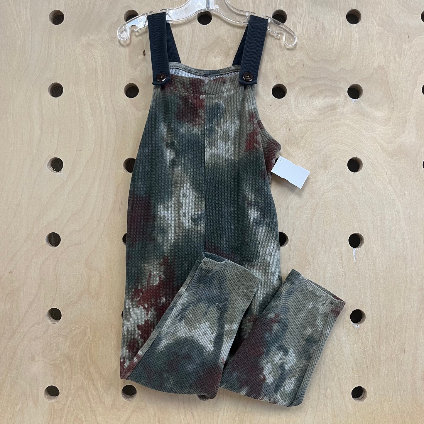 Green Tie Dye Waffle Knit Overalls