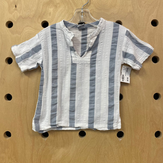 White + Blue Textured Shirt