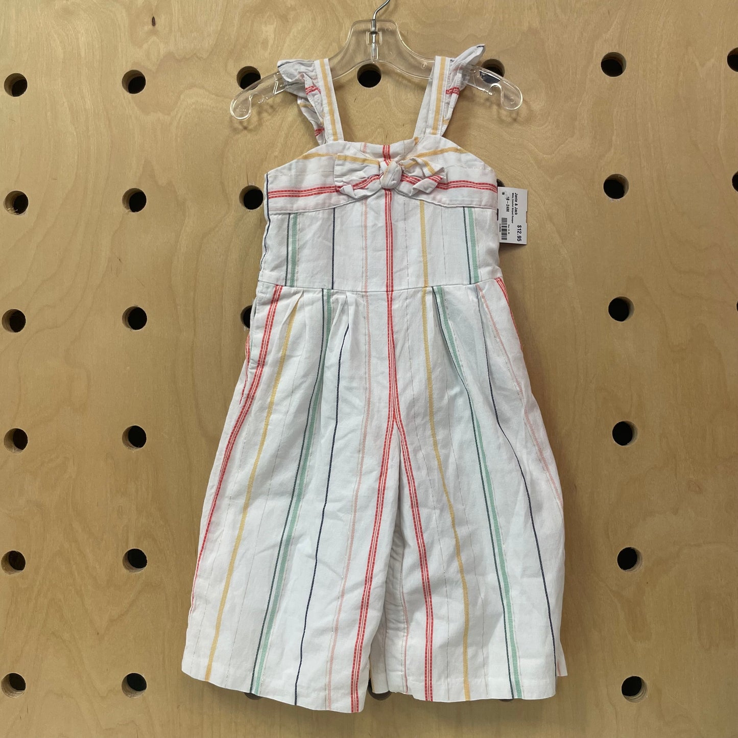 White Colorful Striped Romper