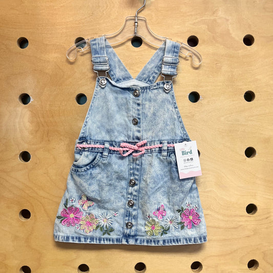 Embroidered Floral Denim Jumper