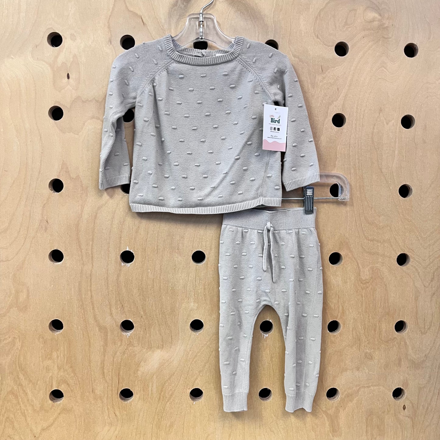 Beige Knit Swiss Dot Outfit