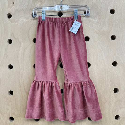Pink Ribbed Velour Bell Bottoms