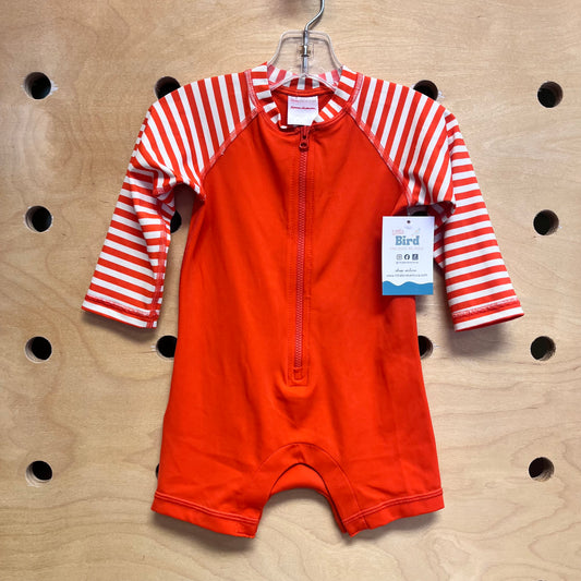 Orange Striped Zip Swimsuit