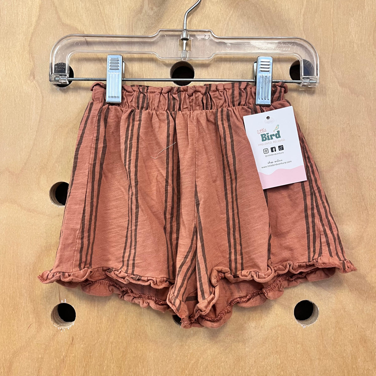 Terracotta Striped Pull On Shorts