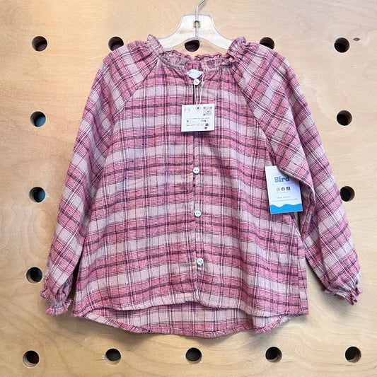 Pink Plaid Flannel Top NEW!